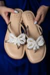 SANDALWALI_Beige Hand Embroidery Coco Pearl Sandals _at_Aza_Fashions