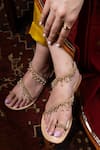 SANDALWALI_Beige Hand Embroidery Soha Beaded Sandals _Online_at_Aza_Fashions