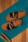 Shop_SANDALWALI_Brown Sally Color Block Sandals _at_Aza_Fashions