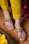 SANDALWALI_Brown Hand Embroidery Ahana Kolhapuri Sandals _Online_at_Aza_Fashions