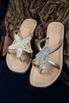 Shop_SANDALWALI_Beige Hand Embroidery Larry Star Fish Sandals _at_Aza_Fashions