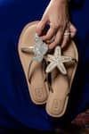 SANDALWALI_Beige Hand Embroidery Larry Star Fish Sandals _Online_at_Aza_Fashions