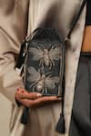 Moirra_Black Zardozi Chamakta Beetle Embroidered Crossbody Bag _Online_at_Aza_Fashions