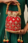 Moirra_Red Gota Gul Embroidered Potli _Online_at_Aza_Fashions