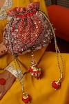 Moirra_Red Gemstone Laali Embroidered Potli _Online_at_Aza_Fashions