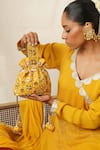 Buy_Moirra_Yellow Gota Patti Sunheri Embroidered Potli _at_Aza_Fashions