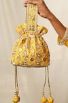 Shop_Moirra_Yellow Gota Patti Sunheri Embroidered Potli _at_Aza_Fashions