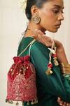 Shop_Moirra_Maroon Zardozi Anjum Paisley Embroidered Potli _at_Aza_Fashions