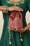 Moirra_Maroon Zardozi Anjum Paisley Embroidered Potli _Online_at_Aza_Fashions