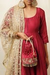 Buy_Moirra_Maroon Zardozi Noor Embroidered Potli _at_Aza_Fashions