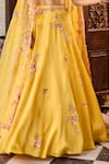 Buy_Label RSD_Yellow Blouse Satin Organza Hand Embroidered Sequin V Neck Floral Lehenga Set _Online_at_Aza_Fashions