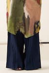 Buy_OFRIDA_Multi Color Cotton Moss Crepe Printed Abstract Lapel Trench Coat And Pant Set _Online_at_Aza_Fashions