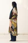 OFRIDA_Multi Color Tunic Cotton Moss Crepe Printed Abstract Mandarin Collar And Pant Set _at_Aza_Fashions