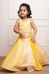 Buy_Kirti Agarwal - Pret N Couture_Yellow Silk Embroidery Thread Mirror Work Crop Top And Lehenga Set _at_Aza_Fashions