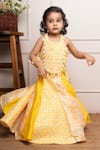 Shop_Kirti Agarwal - Pret N Couture_Yellow Silk Embroidery Thread Mirror Work Crop Top And Lehenga Set _Online_at_Aza_Fashions