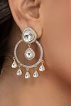 Buy_Vasundhara_Gold Plated Artificial Kundan Ayra Circular Hoop Earrings _at_Aza_Fashions