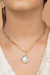 Buy_Vasundhara_Gold Plated Artificial Kundan Bahar Cz Studded Drop Chain Necklace _at_Aza_Fashions