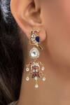 Buy_Vasundhara_Gold Plated Artificial Kundan Charvi Bird Motif Earrings _at_Aza_Fashions