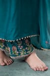 Buy_Hirika&Dhruti_Green Kurta And Pant Monga Silk Hand Embroidered Floral V-neck Set _Online_at_Aza_Fashions