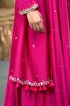 Shop_Hirika&Dhruti_Pink Anarkali And Sharara Monga Silk Hand Embroidered Mirror Lace. Sequins & Set _Online_at_Aza_Fashions