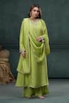 Buy_Hirika&Dhruti_Green Kurta And Sharara Chiniya Silk Embroidered Zardosi Round Set _at_Aza_Fashions