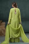 Shop_Hirika&Dhruti_Green Kurta And Sharara Chiniya Silk Embroidered Zardosi Round Set _at_Aza_Fashions