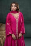 Buy_Hirika&Dhruti_Pink Kurta And Pant Silk Embroidered Marodi V Neck Set _Online_at_Aza_Fashions