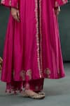 Shop_Hirika&Dhruti_Pink Kurta And Pant Silk Embroidered Marodi V Neck Set _Online_at_Aza_Fashions