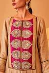 Bo tree_Beige Satin Raw Silk Embroidery Zardozi Round Gul E Rana Kurta Set _at_Aza_Fashions