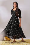 Gulaal_Black Cotton Brocade Round Banarasi Anarkali _Online_at_Aza_Fashions