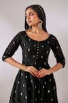 Buy_Gulaal_Black Cotton Brocade Round Banarasi Anarkali _Online_at_Aza_Fashions