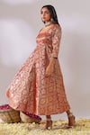 Gulaal_Red Cotton Brocade Square Banarasi Woven Anarkali _Online_at_Aza_Fashions