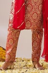 Buy_Gulaal_Red Cotton Brocade Georgette Round Floral Pattern Woven Kurta Pant Set _Online_at_Aza_Fashions