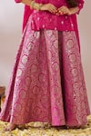 Buy_Gulaal_Pink Cotton Brocade Scalloped V Banarasi Lehenga Set _Online_at_Aza_Fashions