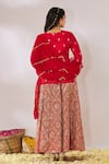 Shop_Gulaal_Red Cotton Brocade Scalloped V Banarasi Woven Flared Lehenga Set _at_Aza_Fashions