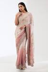 Buy_Rabani & Rakha_Pink Georgette Embroidery Sequin Illusion Sheer Nabia Work Saree With Blouse _at_Aza_Fashions