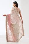 Shop_Rabani & Rakha_Pink Georgette Embroidery Sequin Illusion Sheer Nabia Work Saree With Blouse _at_Aza_Fashions