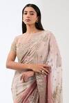 Buy_Rabani & Rakha_Pink Georgette Embroidery Sequin Illusion Sheer Nabia Work Saree With Blouse _Online_at_Aza_Fashions