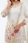 Rabani & Rakha_Ivory Georgette Cut Work, Embroidery, Ayat Resham Border Kurta Gharara Set _Online_at_Aza_Fashions