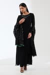Buy_Rabani & Rakha_Black Georgette, Lycra Sequins, Stones, Embroidery Ayat Yoke Layered Kurta Set _at_Aza_Fashions