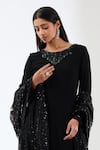Buy_Rabani & Rakha_Black Georgette, Lycra Sequins, Stones, Embroidery Ayat Yoke Layered Kurta Set _Online_at_Aza_Fashions