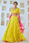 Myaara_Green Blouse And Lehenga Tissue Chanderi Embellished Sequin V Floral Print Set _at_Aza_Fashions