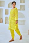 Buy_Myaara_Green Kurta Georgette Embellished Mukaish Round Detailed Tulip Pant Set 