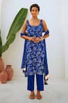 Buy_Myaara_Blue Kurta Georgette Mukaish Round Detailed Straight Set _at_Aza_Fashions