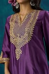 Buy_Mushio_Purple Kurta Chanderi Embroidery Gota Notched Shobhita Zari A-line And Pant Set 