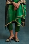 Krishna Mehta_Green Modal Embroidery Mirror V-neck Asymmetric Tunic With Pant _Online_at_Aza_Fashions