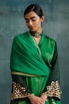 Buy_Krishna Mehta_Green Modal Embroidery Mirror V-neck Asymmetric Tunic With Pant _Online_at_Aza_Fashions