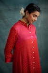 Buy_Krishna Mehta_Red Modal Block Printed Abstract Asymmetric Shaded Shirt Kurta With Pant _Online_at_Aza_Fashions