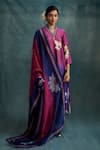 Buy_Krishna Mehta_Purple Modal Embroidery V-neck Floral Hand Painted Ombre Kurta Pant Set _at_Aza_Fashions