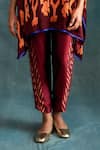 Shop_Krishna Mehta_Maroon Modal Printed Baatik Round Kaftan And Pant Set _Online_at_Aza_Fashions